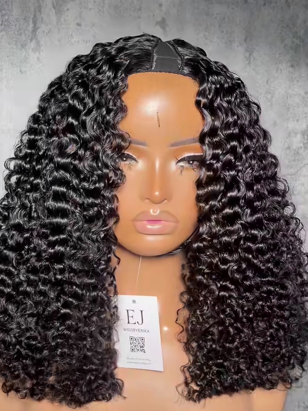 Black Deep Wave V Part Wig - Natural Black Curly Hair